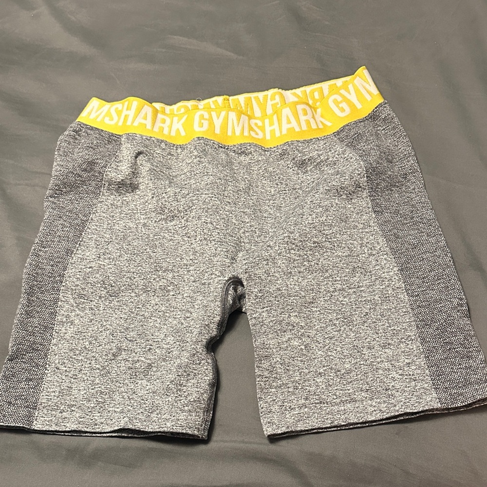 Gymshark Heather Gray Shorts with Bold Yellow Waistband